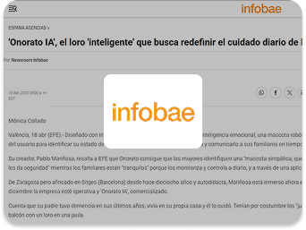 https://www.infobae.com/espana/agencias/2025/04/18/onorato-ia-el-loro-inteligente-que-busca-redefinir-el-cuidado-diario-de-los-mayores/?outputType=amp-type&fbclid=PAdGRleASU6gxleHRuA2FlbQIxMQBzcnRjBmFwcF9pZA8xMjQwMjQ1NzQyODc0MTQAAae1c9SV-oE8r07cxtJ2hYjJMqqETJ1dPCqN5riGmq-oIHwtLxhrHAZR_nfPJQ_aem_YWdncwCrvkIqad-XBAj-zAiK7J_8&brid=YWdncwEMA0GqHjwjpXhduyDUKHkM